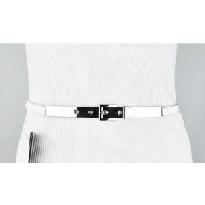 BCBG WAIST BELT WHITE SILVER TONED SKINNY
